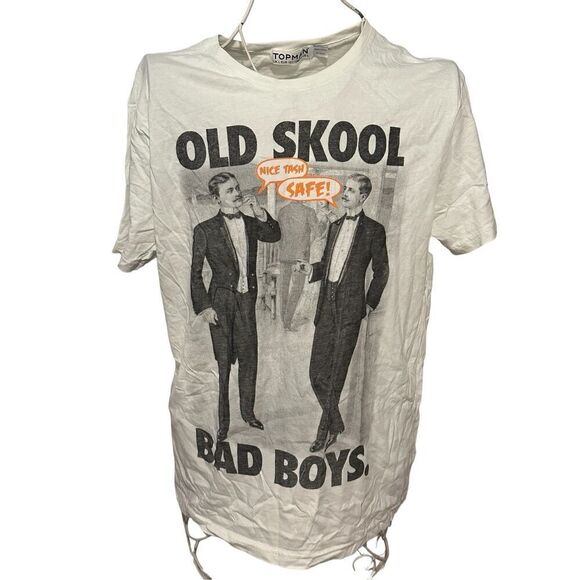 Nordstrom men Topman stretchy graphic old skool Bad boys t-shirt size Large Good - Picture 2 of 12